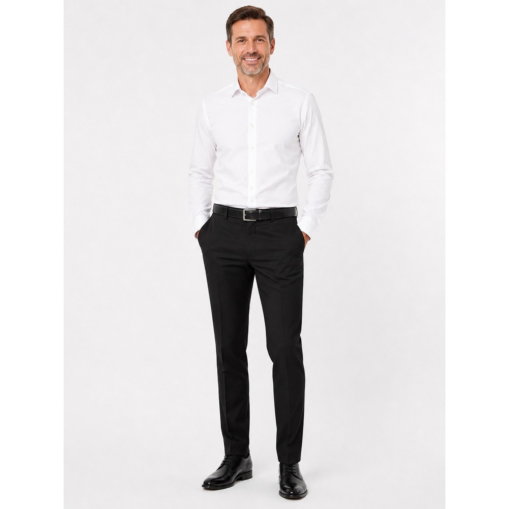 Apt. 9 Mens Easy Care Slim Fit Dress Pants Black Flat Front Trousers 30x29